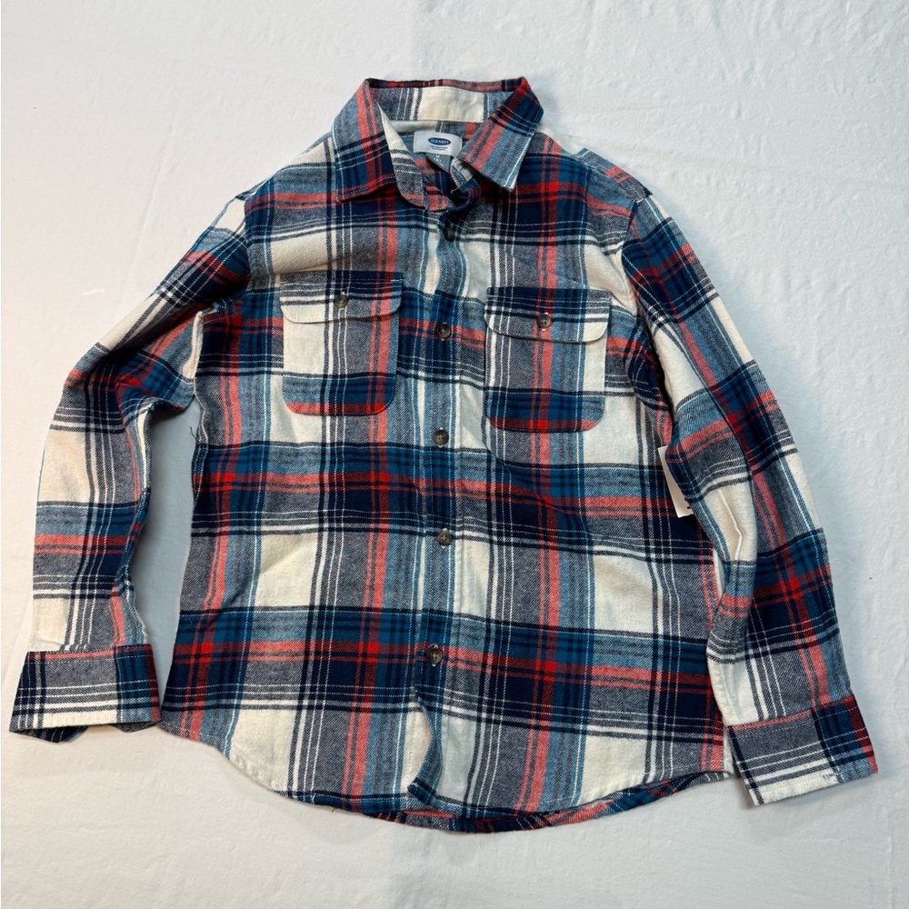 Old Navy Kids Plaid Button Down Shirt - Blue, Red, and White